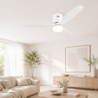 Thomson – Ventilateur de plafond avec lumière LED – Moteur BLDC silencieux – 3 pales – Diamètre 132 cm – Télécommande avec 6 vitesses