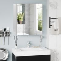 kleankin Armoire murale de salle de bain avec 3 portes miroir et étagères réglables en MDF Blanc dim. 70L x 15l x 60H cm-Blanc