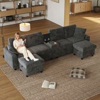 Canapé d'angle Sofa Gris Polyester 315x135x81cm