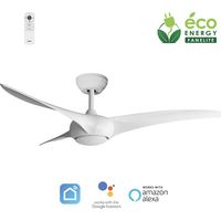 Fanelite - Ventilateur de plafond 132 cm blanc SAONA - Moteur DC 38W - LED 20W dimmable 3 couleurs - Wifi - Contrôles vocaux