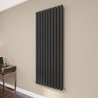 AICA Oval Column Radiator 1600x590mm Central Heating Vertical Double Stylish Black
