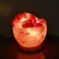 Lampada di Sale Himalayano Rosa naturale Braciere Rotondo liscio con pezzotti 3Kg