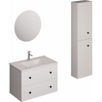 Naturel Ensemble de salle de bain avec lavabo comprenant robinet de lavabo, bec et siphon Naturel Forli blanc brillant (KSETFORLI12)