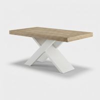 Table Ă manger extensible 12 personnes pieds blancs 160/260x90 Roma - ChĂŞne