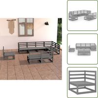 Salon de jardin 8 pcs gris bois de pin massif - Salon De Jardin - Mobilier De Jardin - Set De Salon De Jardin - Meubles En Bois - Bois De Pin
