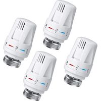 Lot de 4 Tête Thermostatique Connectée Vanne Thermostatique Accessoire, Tete Thermostatique Radiateur, Tête de Remplacement de Vanne de Radiateur pour le Thermostat M30 x 1.5 White