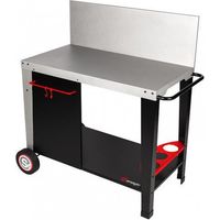 Somagic – Desserte métal 90x47cm sur roues – Crédence anti-projections – Pour plancha et barbecue – Mobilité facile et pratique