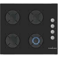 Schaub Lorenz SSPC604GL Piano cottura a gas 60 cm 4 fuochi accensione sottomanopola comandi laterali griglie smaltate colore Nero
