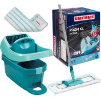 Leifheit - Juego de fregona y cubo Profi con escurridor a pie y ruedas 55096