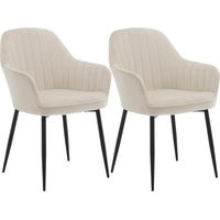 Klihome Set of 2 Velvet & Metal Legs Dining Chairs Accent home & restaurants, Cream