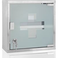 Deuba – Armoire à pharmacie murale 48,5 x 25 x 12 cm – Acier inoxydable verrouillable – 3 étagères – Verre de sécurité – Rangement sécurisé médicaments