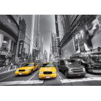 Photo murale New York en noir et blanc et taxi jaune - 360x254 cm, 4 parties