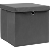 Boîtes de rangement avec couvercles 4 pcs 28x28x28 cm Gris vidaXL