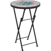 Table de Jardin Pliante Ronde Mosaïque Ø35,5x55 cm Multicolore