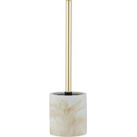 Wenko – Porte-brosse WC design marbre blanc et or – Brosse WC noire remplaçable – Dimensions 7,5 x 37 cm – Accessoire salle de bain décoratif