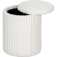 Pouf de rangement avec couvercle réversible. Pouf moderne en velours côtelé pour le salon et la chambre. Blanc