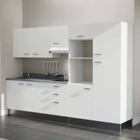 Kochnischen K46L - 300 cm - weiß - Cromo - Spüle links + Haushaltsgeräte weiß