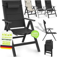 tillvex Gartenstuhl mit Polster Premium 1 Stück Silber klappbar aus Aluminium Hochlehner mit Armlehnen Klappstuhl verstellbar Klappsessel Balkon Garten Terrasse