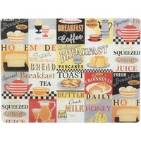 Cuisine Craft Everyday Home Retro Breakfast Protector de Surface de Work de Glass, Multicolour