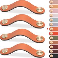 Stück Leder-Möbelgriff, Schranktürknauf, Ledergriff, Schubladenknauf, Vintage-Möbelgriff für Schränke, Kommoden, Küche, Badezimmer (Orange, 128 mm)