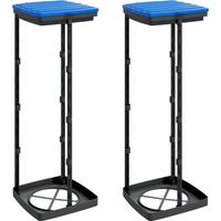Rubbish Bag Holders 2 pcs Black and Blue 120 L PP vidaXL