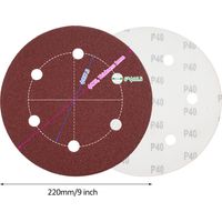 Disques de ponçage adhésifs Velcro, 23 cm (9 pouces), 6 trous, papier de verre pour cloisons sèches, grains 40, 60, 80, 180 et 240, paquet de 15