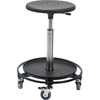 Taburete de montaje con estribo circular y bandeja altura de