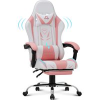 Smartue Sedia da gaming – Sedia da computer ergonomica con poggiapiedi, supporto lombare, poggiatesta, rotazione a 360° e schienale alto, Rosa