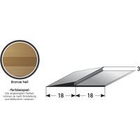 Rampenanstoßprofil "Broadford" Rampenanstoßleiste für Designbeläge, 2 - 5 mm Einfasshöhe, Aluminium eloxiert, gebohrt, Typ 282-284-bronze hell-1000-3