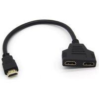 Adaptateur 2 ports Cable HDMI pour PC MEDION Television TV Console Gold 3D FULL HD 4K Ecran 1080p Rallonge