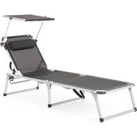Lettino Pieghevole con Tettuccio Cayo Antracite - Dimensioni: 58a x 193b x 76h cm