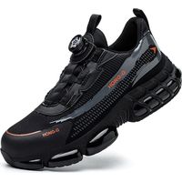 Chaussures de sécurité, chaussures de travail pour hommes, chaussures de sécurité confortables avec bouton rotatif, chaussures de sécurité vintage respirantes et légères - Pointure 42