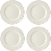 Mikasa Cranborne Set de 4 Dessertteller de Gres Creme, für 4 Personen, Set de 4 runde Teller de 21cm - Mikrowelle und spülmaschinenfest.