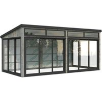 Abri de jardin en bois 16,2 m² – Structure en épicéa nordique certifié FSC – Portes coulissantes en aluminium – Vitrage simple en verre trempé – Palmako