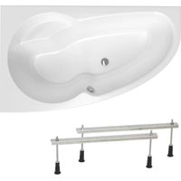 Siko 150x95 cm Vasca asimmetrica Laguna Luiza, con piedini, acrilico, sinistra, bianco (LU1500L-SET)