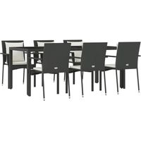 Ensemble à manger de jardin coussins 7pcs Noir Résine tressée vidaXL