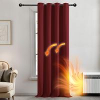 Deconovo Vorhang Blickdicht Ösen Gardinen Kinderzimmer Thermogardine Ösen Dicke Thermogardine Kälteschutz Warm Hitzeschutz, 214x132 cm(HöhexBreite), Rot, 1 Stück