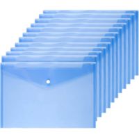Lot de 12 enveloppes transparentes de qualité supérieure avec bouton-pression pour documents au format A4