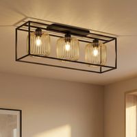 Lampada da soffitto Plafoniera Lampada da sala da pranzo a 3 luci in metallo nero-oro L 83 cm