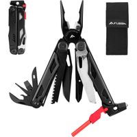 FLISSA Pince Multifonction en Acier Inoxydable 19 en 1, Couteau Multifonction avec Structure Autoverrouillée, Multitool Parfait pour Extérieur, Camping, Randonnée, Réparation Simple, Noir