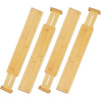 Relaxdays – Lot de 4 séparateurs de tiroir en bambou réglables – Dimensions 6 x 55 cm – Maintien solide avec ressorts de tension – Pour cuisine et bureau