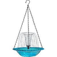 Blaues Solar Vogelbad mit automatischem Brunnen, energiesparende Solarwasserpumpe, dekoratives Vogelbad für Garten, Terrasse und Balkon, langlebig