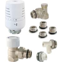 T302 Thermostat-Set, Universalwinkel, komplett in Weißmessing SOMATHERM FOR YOU