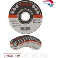 AREBOS cutting discs Ø 115 mm, 50 pieces suitable for steel, stainless steel, Inox, iron, sheet metal, metal forward and return EN 12413 certified by the Materials Testing Office (MPA)