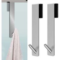 2 PCS Crochets de Porte de Douche,Accroche Serviette avec Couches en Mousse,crochets de porte pour cabine de douche paroi de douche en verre paroi de douche en verre(Argent)