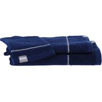Lote de 3 piezas 100% algodón nido de abeja 1 guante 1 toalla 50x90 cm 1 toalla 70x130 cm - plata marino - Tendance