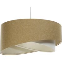 Suspension bohème en lin naturel effet tissu crème ou moutarde - Ø 60 cm - H25 cm