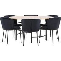 Copenhagen ensemble pour salle à manger table Ø140cm et 6 chaises whitewash, noir.