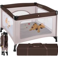 Tectake – Parc bébé pliant 105x105x78cm – 100% polyester – Sac de transport inclus – Côtés en tissu maillé pour circulation d'air
