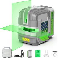 Huepar Pro GK011SG Green Self-Levelling Laser Level, Cross Line Laser 30m with 5200mAh Rechargeable Battery, Pulse Mode, IP54, Hard Carry Case, for Tiling, Shelves, Plasterboard & DIY
